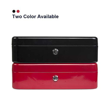 KYODOLED Locking Cash Box with Lock,Money Box with Cash Tray,Lock Safe Box with Key,Money Saving Organizer,11.81Lx 9.45Wx 3.54H Inches,Red XL Large - color: Red