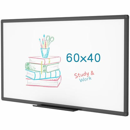 VIZ-PRO Magnetic Dry Erase Board, 60 x 40 Inches, Black Aluminium Frame - size: 60 x 40 Inches