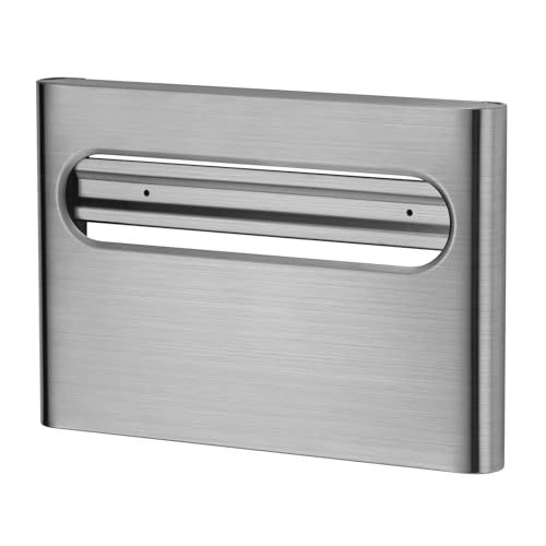 Stardrix Slim Brushed Stainless Steel Toilet Seat Cover Dispenser – Designer Wall-Mount Holder with Curved Edges and Large Capacity for Single or 1/2 Fold Covers, Aesthetic and Modern Look - color: Brushed
