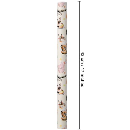 Sikiweiter Cat Birthday Wrapping Paper Roll - 17 Inches x 16.5 Feet, Fun and Colorful Cat Party Print, Perfect for Gifts and Celebrations(Cat Birthday) - color: Cat Birthday