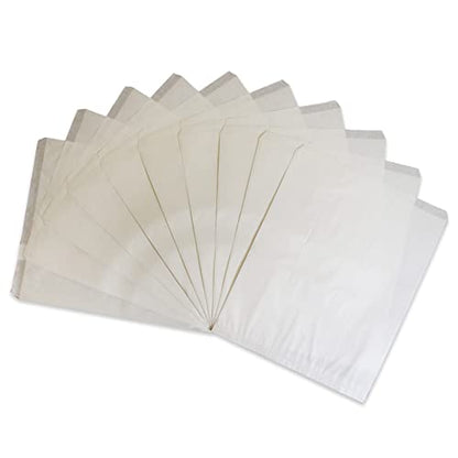 CuteBox 200pc White Flat Paper Gift Bags (12" x 15") for Merchandise, Crafts, Party Favors, Retail, Handmade Goods, Arts and Crafts, Outdoor Events, Holidays, Weddings