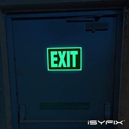 iSYFIX Exit Glow in the Dark Sign Stickers Red, 2 Pack, 10x7 Inch - color: Red & White, size: 2 Pk 10x7