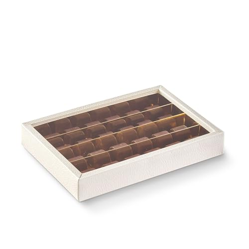 Boxes Craftory Pack of 10 Truffle Boxes (White Leather, 8.46" x 5.7" x 1.37") - color: White Leather, size: 8.46" x 5.7" x 1.37"