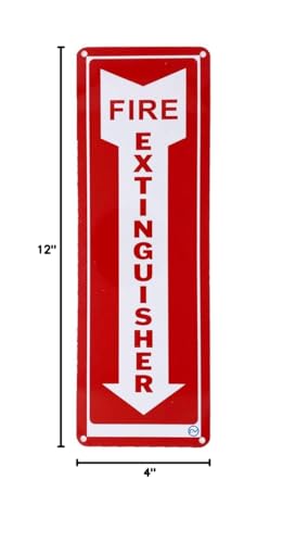 Fire Extinguisher Required Sign - For Indoor or Outdoor Use - 2 Signs White & Red - Hard & Durable Plastic with Holes - 12” x 4” - Pre-Drilled Mounting Holes