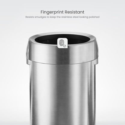 Home Zone Living 16 Gallon Commercial Trash Can with Removable Open Top Lid - color: Brushed Silver, size: Round