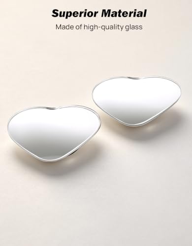 JOYTUTUS Heart Shaped Blind Spot Mirror 2 Pack HD Frameless Convex Glass for Wide Angle View and Safer Lane Changing Compatible with Cars SUVs Trucks RVs Cute & Safe Car Mirror Accessory - size: Heart-shaped