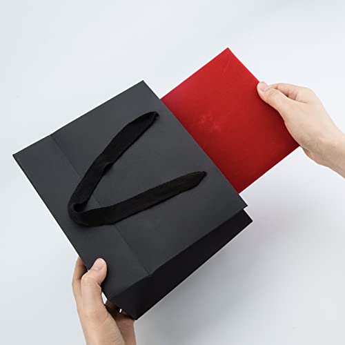 25pcs Small Black Gift Bags with Handles,Party Favor Gift Bags - color: Black