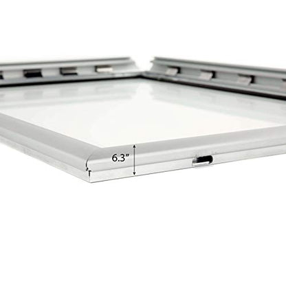 M&T Displays Weatherproof Snap Poster Frame 11x17 Inch Silver 1" Aluminum Profile Front Loading Wall Mounting Picture Photo Document Certificate Sign Holder Mitered Corner Anti Glare Cover