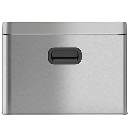 iTouchless 20 Liter / 5.3 Gallon Open Top Waste Trash Can & Recycle Bin with 2 Recycle Stickers, Dual Compartment Slim Stainless Steel Container - color: Silver with Black and Blue, 5.3 Gal