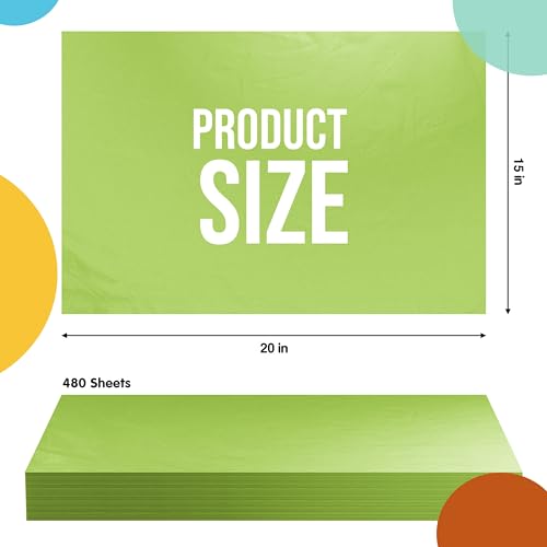 Party Solids Lime Green Tissue Paper for Gift Bags 15" X 20" 480 Sheets - color: Lime Green, size: 15" X 20"