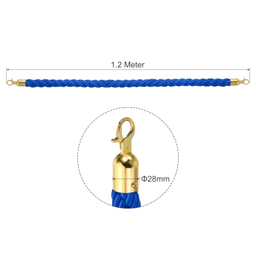 PATIKIL Stanchion Rope, 1.2m/3.9Ft Barrier Rope Twisted Post Ropes for Posts Stands Queue Divider Crowd Control of Hotel, Blue Golden - color: Blue, Golden, size: 3.9Ft