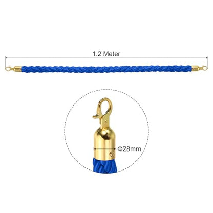 PATIKIL Stanchion Rope, 1.2m/3.9Ft Barrier Rope Twisted Post Ropes for Posts Stands Queue Divider Crowd Control of Hotel, Blue Golden - color: Blue, Golden, size: 3.9Ft