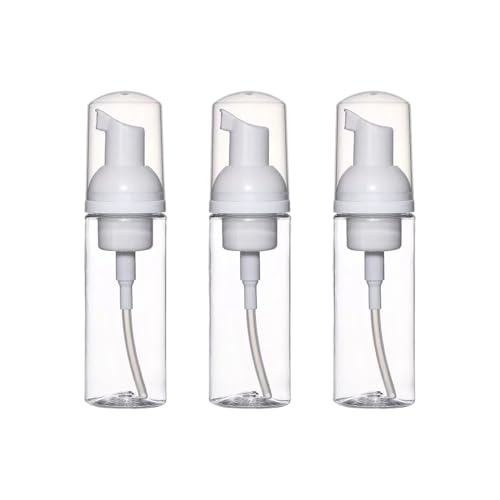 3 Pack 2 Oz Travel Foam Pump Bottles, Foam Soap Dispenser Plastic Mini Empty Refillable Pump Container,Transparent Color, for Hand Sanitizer, Eyelash Cleaner, Shampoo