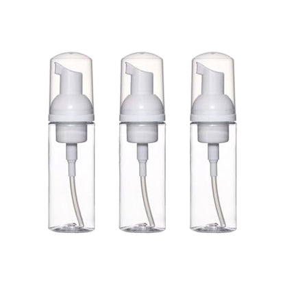3 Pack 2 Oz Travel Foam Pump Bottles, Foam Soap Dispenser Plastic Mini Empty Refillable Pump Container,Transparent Color, for Hand Sanitizer, Eyelash Cleaner, Shampoo