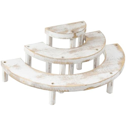 MyGift 3 Tier Wooden Display Riser Stand Whitewashed Dessert Shelf - color: Whitewashed