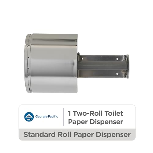 2-Roll Side-By-Side Covered Toilet Paper Dispenser by GP PRO (Georgia-Pacific), Key Lock, Chrome, 57320, 10.000" W x 6.250" D x 6.000" H, 1 Dispenser Per Case