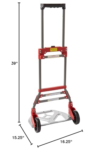 Milwaukee 73777 Fold-Up Hand Truck, Push Button Handle, 150-lb Capacity