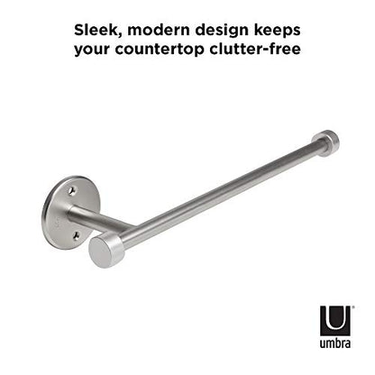 Umbra Cappa Wall Mount or Under the Counter Paper Towel Holder, 14" L x 4" W x 2.6" H, Nickel - color: Nickel, size: 14"L x 4"W x 2.6"H