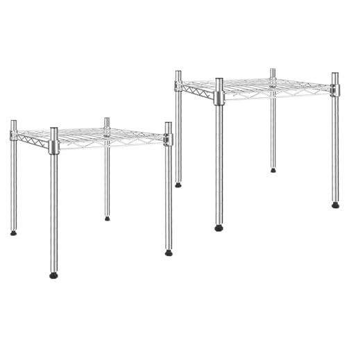 Simple Deluxe 1-Tier Shelving Unit, 15" W x 13.8" D x 15" H Wire Metal Stackable Storage, Chrome, 2 Pack - size: 1-Tier, 15"W x 13.8"D x 15"H, style: 2 Pack