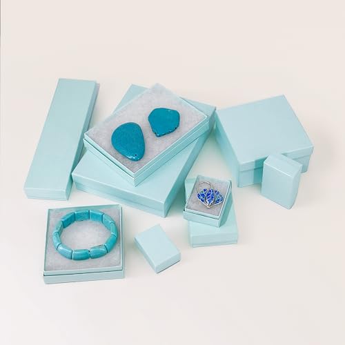 TheDisplayGuys 100 Cardboard Jewelry Gift Boxes with Inserts - Turquoise