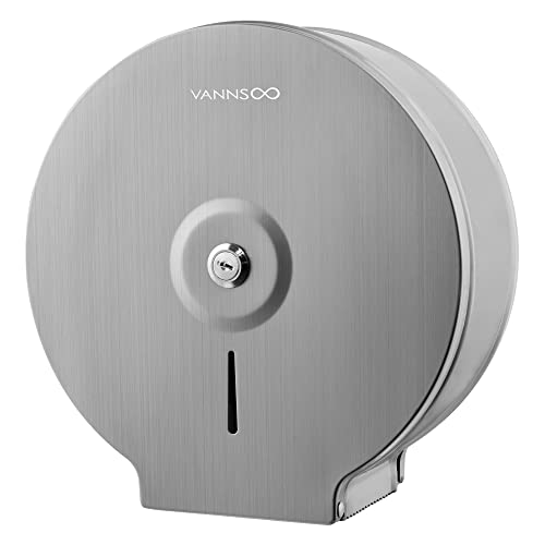 Commercial Jumbo Toilet Paper Dispenser, Wall Mount Stainless Steel 9 Inch Roll Toilet Paper Holder Bath Tissue Dispenser Lock Key (Brushed) - color: Brushed