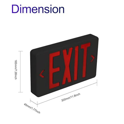 LED Emergency Exit Sign, Universal Mount OSHA Compliant - color: Black Red, size: 1 Pack