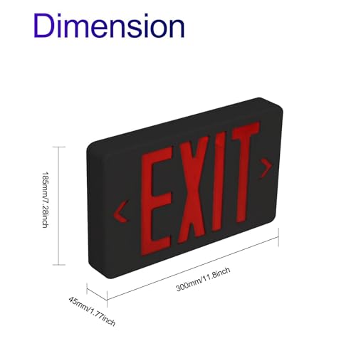 2 Pack LED Emergency Exit Sign, Universal Mount OSHA Compliant - color: Black Red, size: 2 Pack