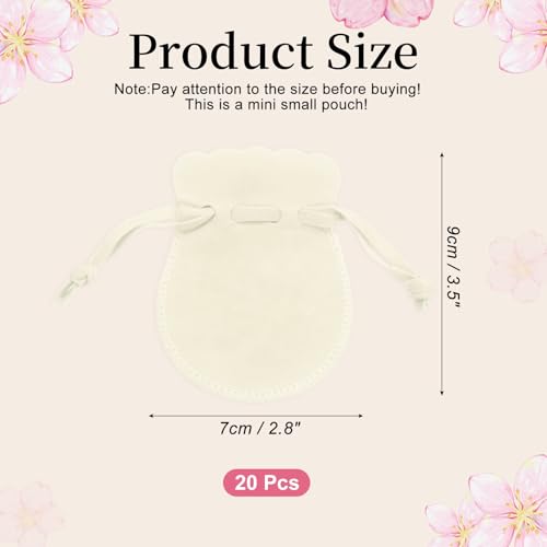 uxcell 20pcs Small Velvet Drawstring Pouches, 2.8"x3.5" Jewelry Bags, Beige - color: Beige, size: 2.8" x 3.5"