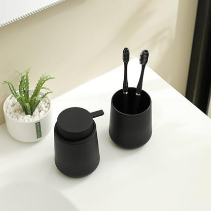 YAUKPH Bathroom Soap Dispenser and Toothbrush Holder Matte Black - color: Matte Black