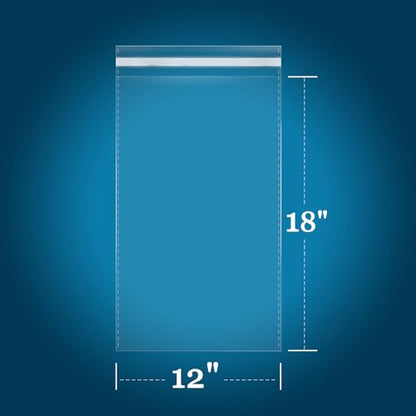 iMailer - 200 Count - 12" x 18" Clear Cellophane Bags Self Seal- Cello Large Resealable Plastic Poly Bags for Clothing, T-Shirts, Pants - size: 12x18 Inch (Pack of 200)