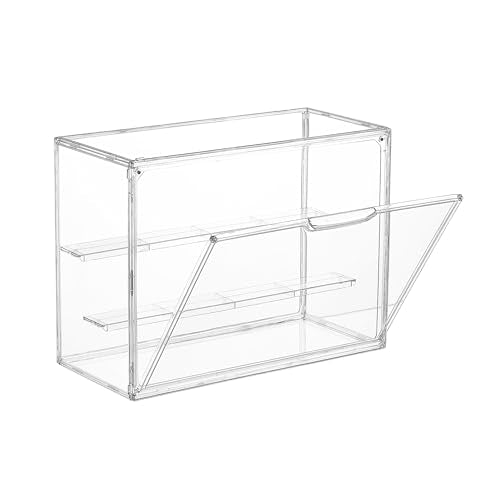 Vtopmart 1 Pack Acrylic Display Case, Stackable Figure Display Case with Magnetic Door & Adjustable Shelves, Clear Collectibles Showcase for Action Figures, Miniatures, Models