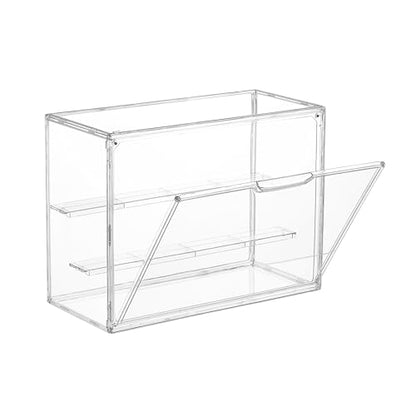 Vtopmart 1 Pack Acrylic Display Case, Stackable Figure Display Case with Magnetic Door & Adjustable Shelves, Clear Collectibles Showcase for Action Figures, Miniatures, Models