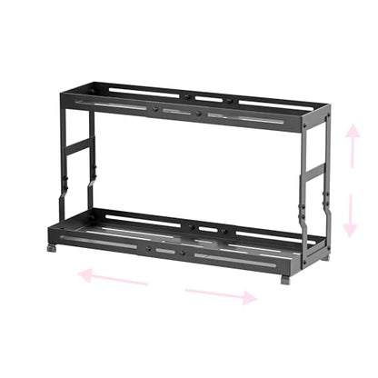 Adjustable Sturdy Metal Shelving Unit，2-Tier Organizer Countertop,Suitable for Kitchen Countertop, Bathroom, Makeup Table, Store Large Skincare etc - color: 1pack/Black