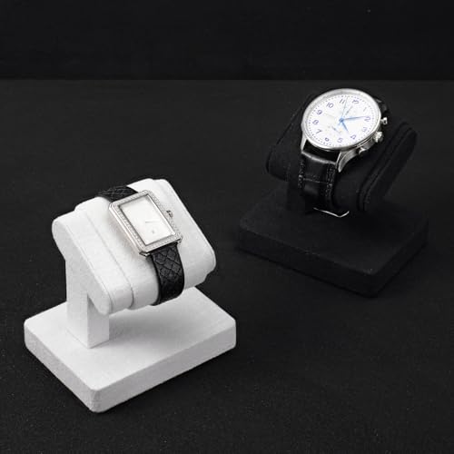 Black Microfiber Single Watch Stand Wristwatch Display Holder - color: Black