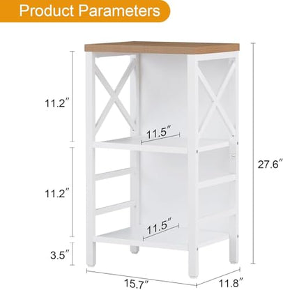 MNEETRUNG Small Bookshelf,3 Tier Industrial Bookcase with Metal Frame and Backboard,Low White Book Shelf,Book case for Small Spaces,Living Room,Bedroom and Home Office - color: White, size: 3-Tier (15.7"W x 11.8"D x 27.6"H)