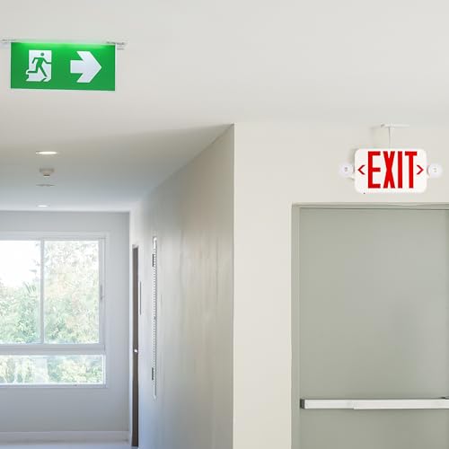 Gruenlich Exit Sign with Emergency Light, Battery Backup, 6 Pack - size: 6-pack