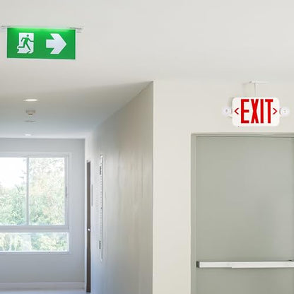 Gruenlich Exit Sign with Emergency Light, Battery Backup, 6 Pack - size: 6-pack