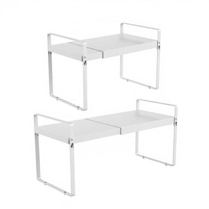 Expandable Cabinet Shelf Organizer, 9 Inch Deep, White, 2 Pack - color: White, size: 9" Deep | 2-Pack