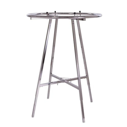 Econoco 36in Round Folding Garment Rack, Adjustable 48–66in H, Chrome - size: 36" Diameter