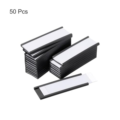 MECCANIXITY Label Holders 2.4" x 0.8" C Channel Rubber Magnetic for Metal Shelves Organize, Office File Cabinets Pack of 50 - size: 2.4" x 0.8"