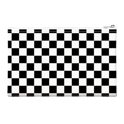 Money Bag with Zipper, Cute PU Leather Cash Bags, Portable Bank Bag Money Pouch for Cash, Coins, Checks, Receipts, Invoices Cosmetics Tools, Deposit Bag for Office Travel, Black Checker - color: Black Checker