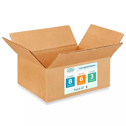 Small Moving & Shipping Boxes 8 x 6 x 3 inches (5-Pack) - Extra Strength 200 lb vs Regular - Corrugated Packing Boxes for Moving - Small Box for Shipping - Cardboard Shipping Box by IDL Packaging - size: 8 * 6 * 3" (Small Boxes)