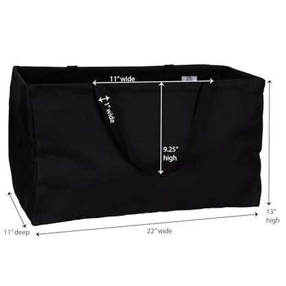 Household Essentials 2212-1 Krush Canvas Utility Tote | Reusable Grocery Shopping Bag | Laundry Carry Bag | Black - color: Black