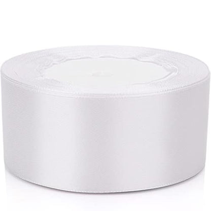 Nsilu 25 Yards 1-1/2 inches Wide Satin Ribbon Suitable for Wedding, Party and Gift Box Packaging Ribbon (White, 1-1/2") - color: White