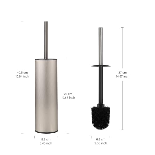Toilet Brush and Holder Set Premium Material Toilet Bowl Cleaner Free Standing Toilet Bowl Brush and Holder 1pack Brushed Nickel - color: Brushed Nickel
