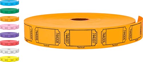 Tacticai 2000 Blank Raffle Tickets, Single Roll, Orange - color: Orange