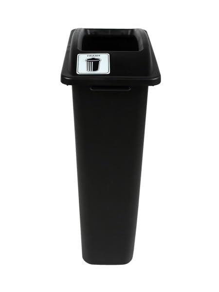 Waste Wise 23 Gallon Recycled HDPE Waste and Recycling Bin for Commercial Spaces - (Black, Trash) - color: Black Trash