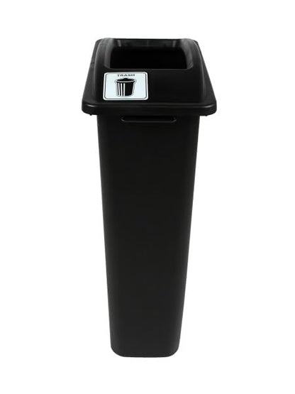 Waste Wise 23 Gallon Recycled HDPE Waste and Recycling Bin for Commercial Spaces - (Black, Trash) - color: Black Trash