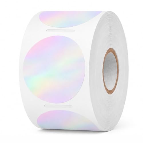 Round Holographic Pink Thermal Label 1.5 Inch Vinyl Sticker 500 PCS - color: Holographic Pink, size: 1.5 × 1.5 Inch