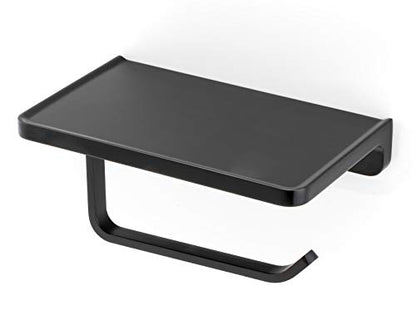 Linkaa Toilet Paper Holder with Phone Shelf,Black Toilet Tissue Dispenser - color: Matte Black